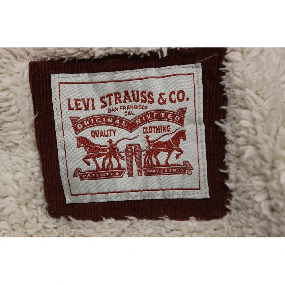 Levi's Corduroy Shirt Jacket Men's XL Faux Shearling Lined‎ Hooded Outerwear - Picture 7 of 16